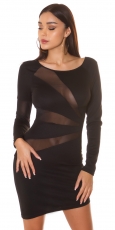 Tailliertes Minikleid mit strahlenförmigen Cut-Outs - schwarz