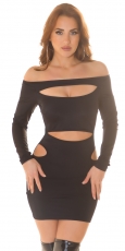 Carmen Minikleid mit sexy Cutouts - schwarz