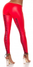 Leggings im Moulin Rouge Look mit Schnürleiste in rot