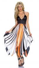 Buntes Neckholder-Kleid im Latina-Style - orange