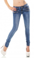 Sexy Hüft-Jeans mit Zier-Zippern in blue washed