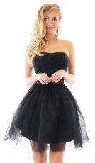 Süsses Bandeau-Petticoatkleid mit Glamour-Effekt in schwarz