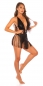Preview: Sexy Body im Wetlook mit Fransenrock in schwarz