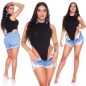 Preview: Sexy Bodytop mit hohen Beinausschnitt - schwarz