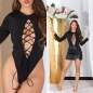 Preview: Sexy String-Bodytop mit Zierschnürrung - schwarz