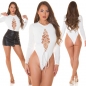 Preview: Sexy String-Bodytop mit Zierschnürrung - weiß