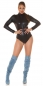 Preview: Glänzender Body im Wet-Look - schwarz