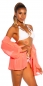 Preview: Transparenter Strand-Cardigan mit Bindebändchen - neoncoral