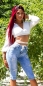 Preview: Capri- Used- Jeans mit Push-Up Look - blue washed