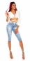 Preview: Capri- Used- Jeans mit Push-Up Look - blue washed