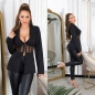 Preview: Blazer-Jacke mit transparenten Mesh-Einsätzen - schwarz