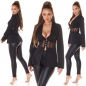 Preview: Blazer-Jacke mit transparenten Mesh-Einsätzen - schwarz