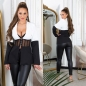 Preview: Blazer-Jacke mit transparenten Mesh-Einsätzen - schwarz/weiß