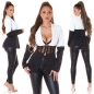 Preview: Blazer-Jacke mit transparenten Mesh-Einsätzen - schwarz/weiß