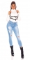 Preview: High Waist Stretch-Jeans im Used-Look - light blue