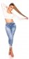 Preview: Sexy 7/8 Skinny-Jeans mit Spitzen-Verzierung- blue washed