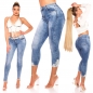 Preview: Sexy 7/8 Skinny-Jeans mit Spitzen-Verzierung- blue washed