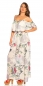 Preview: Blümchen Maxi-Kleid mit Volant-Verzierung - cremé