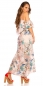 Preview: Blümchen Maxi-Kleid mit Volant-Verzierung - rosa