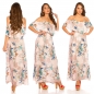 Preview: Blümchen Maxi-Kleid mit Volant-Verzierung - rosa