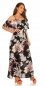 Preview: Blümchen Maxi-Kleid mit Volant-Verzierung - schwarz