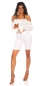 Preview: High Waist Capri-Jeans mit Spitzen-Verzierung - weiß