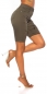 Preview: Moderne Capri-Jeans im Destroyed-Look - khaki