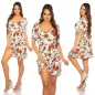 Preview: Blümchen Minikleid mit V-Ausschnitt - weiß