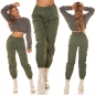 Preview: High Waist Hose im modischen Cargo-Look - khaki