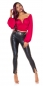 Preview: Sexy Leder-Look Hose mit Cutouts in schwarz