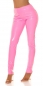 Preview: Heiße Hose im Latexlook mit Zierschnürung in neonpink