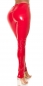 Preview: Heiße Hose im Latexlook mit Zierschnürung in rot