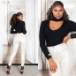 Preview: Thermo High Waist Wetlook Hose mit Zipper in beige
