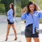 Preview: Lässiges Baumwoll Hemd im Boyfriend Style - hellblau