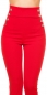 Preview: Elegante High Waist Hose  mit Zierknopf-Leiste - rot