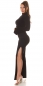 Preview: High Waist Schlag Hose mit sexy hohen Schlitz - schwarz