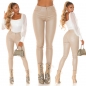 Preview: Sexy High Waist Lederlook Hose - beige