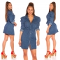 Preview: Modernes Jeans-Minikleid mit Bindebändchen - dark blue