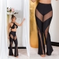 Preview: Exklusive Schlag Hose mit sexy Transparent-Einsätzen in schwarz
