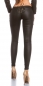 Preview: Wetlook-Treggings mit Nieten und Schnürung in schwarz