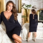 Preview: Figurbetontes Feinstrick-Minikleid mit Zipper - schwarz