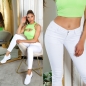 Preview: Sexy Skinny- Hüft- Jeans mit Schleifen-Verzierung in weiß