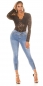 Preview: 7/8 Skinny High Waist Jeans mit Zierzipper - jeansblau