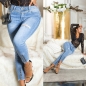 Preview: 7/8 Skinny High Waist Jeans mit Zierzipper - jeansblau