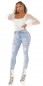 Preview: Sexy Skinny Jeans im auffallenden Ripped Vintage-Look - light blue