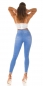 Preview: Sexy Frayed Skinny Jeans mit Glitzer-Effekten in light blue