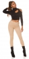 Preview: High Waist Push Up Skinny Jeans - beige