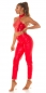 Preview: Highwaist Kunstlederhose im Boyfriend-Style - rot