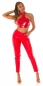 Preview: Highwaist Kunstlederhose im Boyfriend-Style - rot