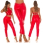 Preview: Highwaist Kunstlederhose im Boyfriend-Style - rot